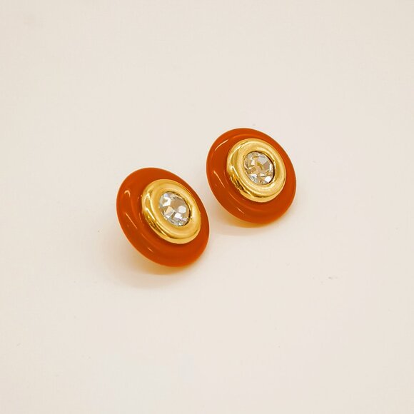 Vintage KJL for Avon Interchangeable Earrings Gold Tone Red Green Black Stud - Picture 5 of 6